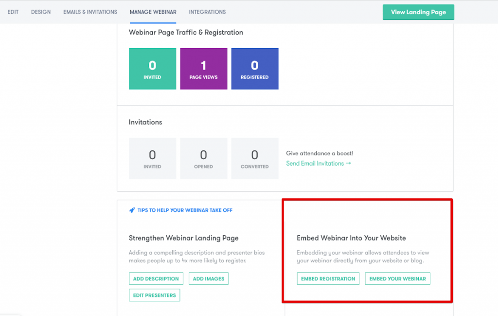 BigMarker embed webinar registration option