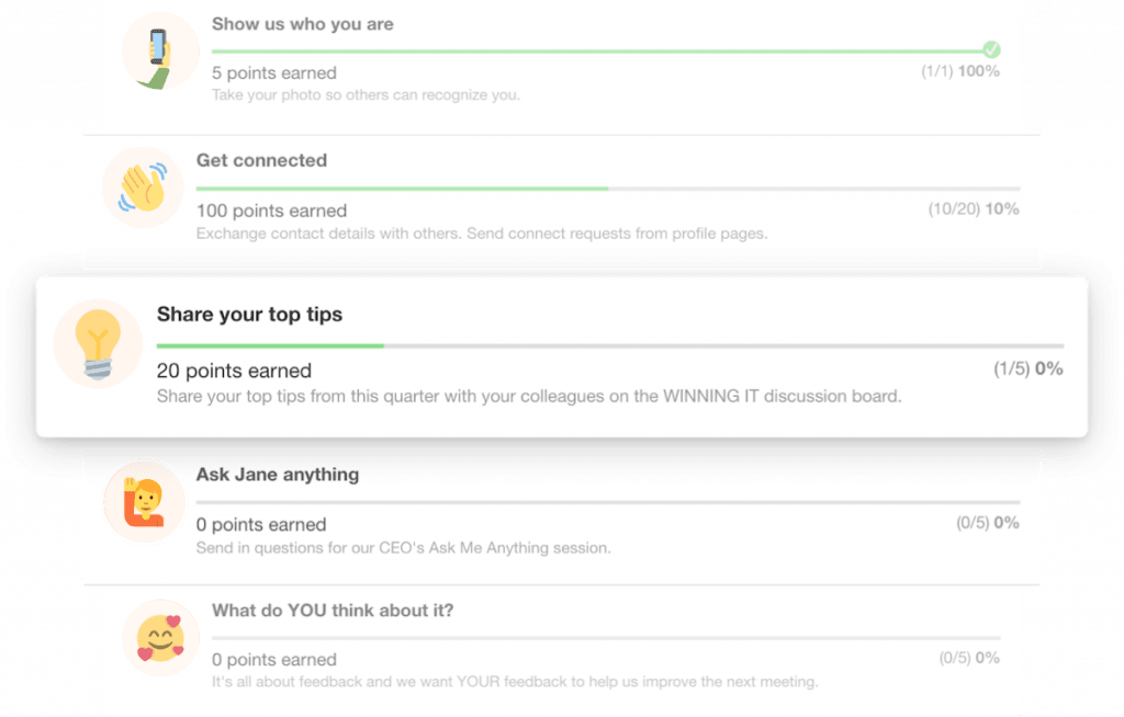 Virtual event gamification or treasure hunt