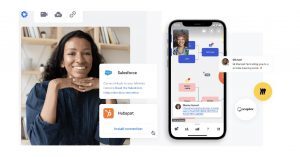 Hopin's hybrid event platform displayed on desktop and mobile