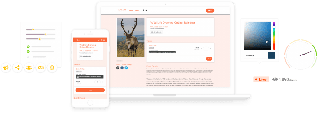 Eventcube's hybrid event platform displayed on desktop and mobile