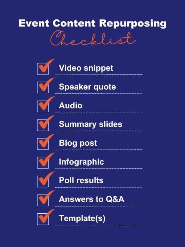 Event content repurposing checklist