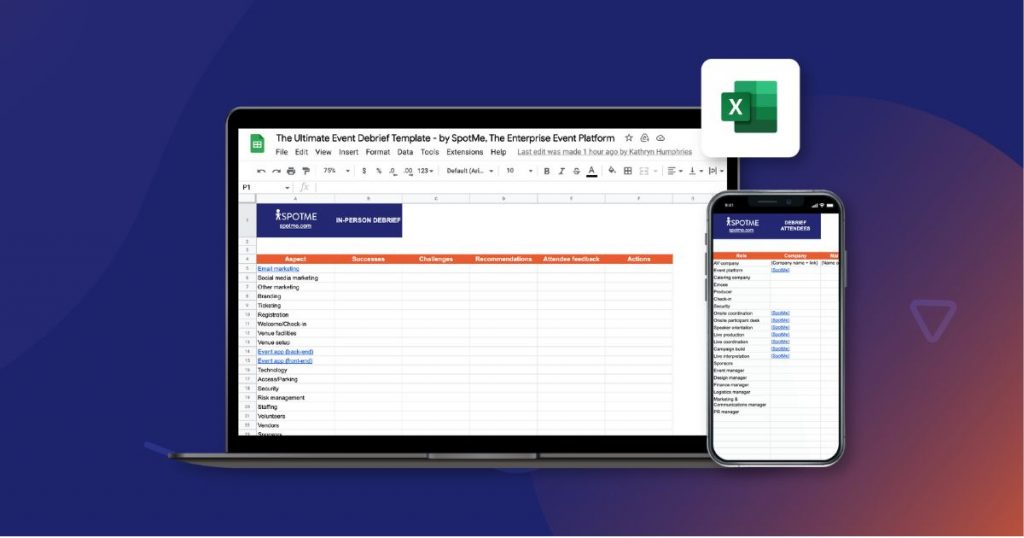 Event debrief template desktop and mobile