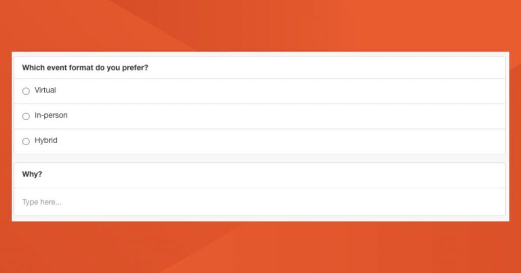 Pre event survey question example 3