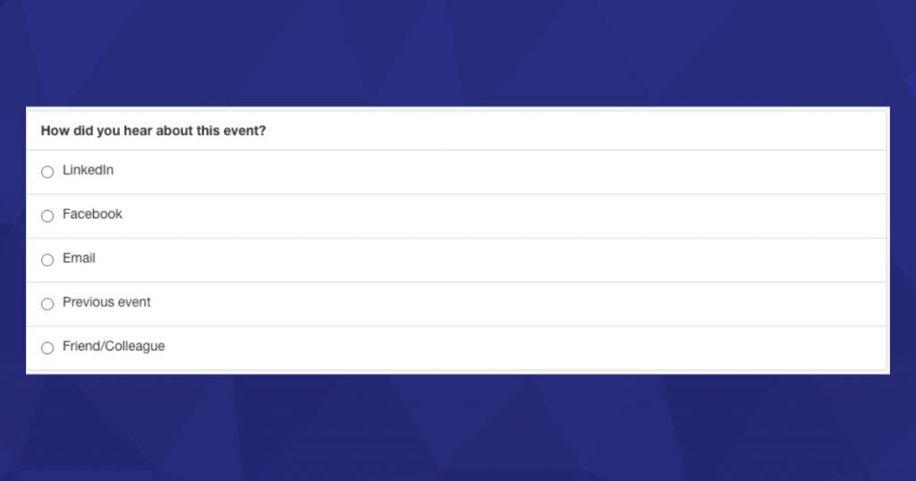 Pre event survey question example 4