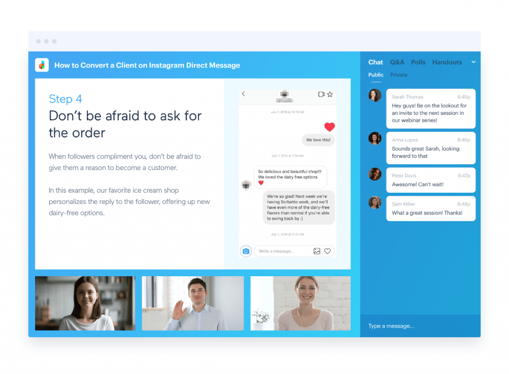 BigMarker virtual session with group chat