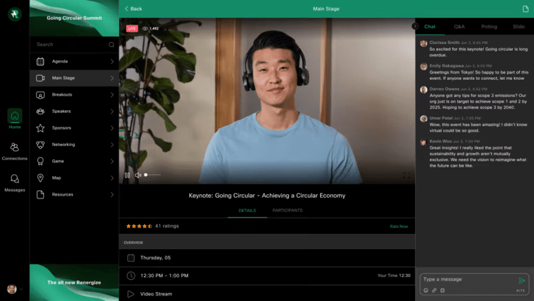Webex Events' hybrid event platform displayed on desktop