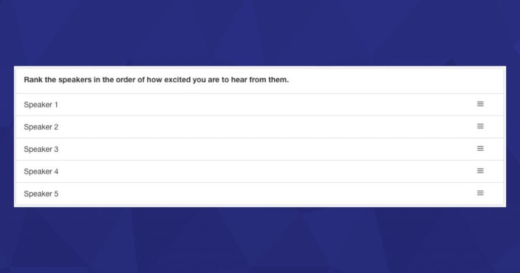 Pre event survey question - rank