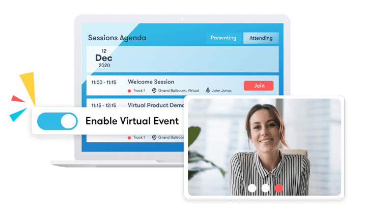 Aventri's hybrid event platform displayed on desktop
