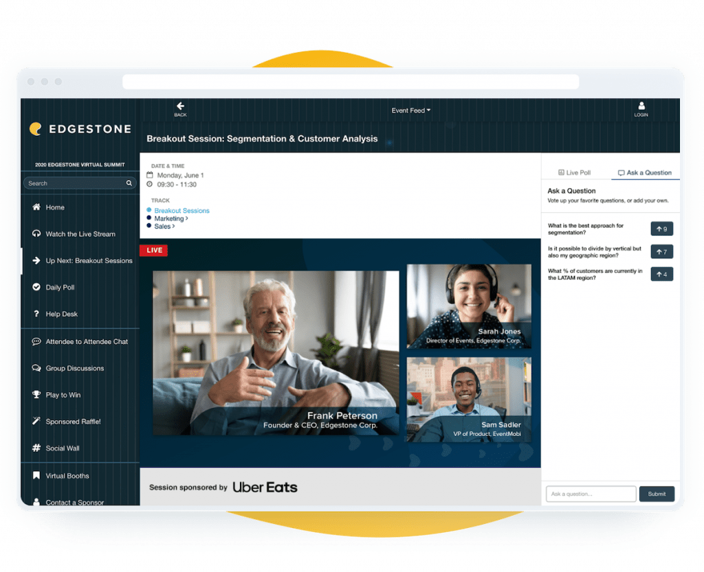 EventMobi's hybrid event platform displayed on desktop