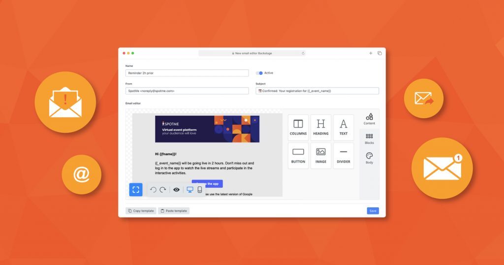 Event email template example