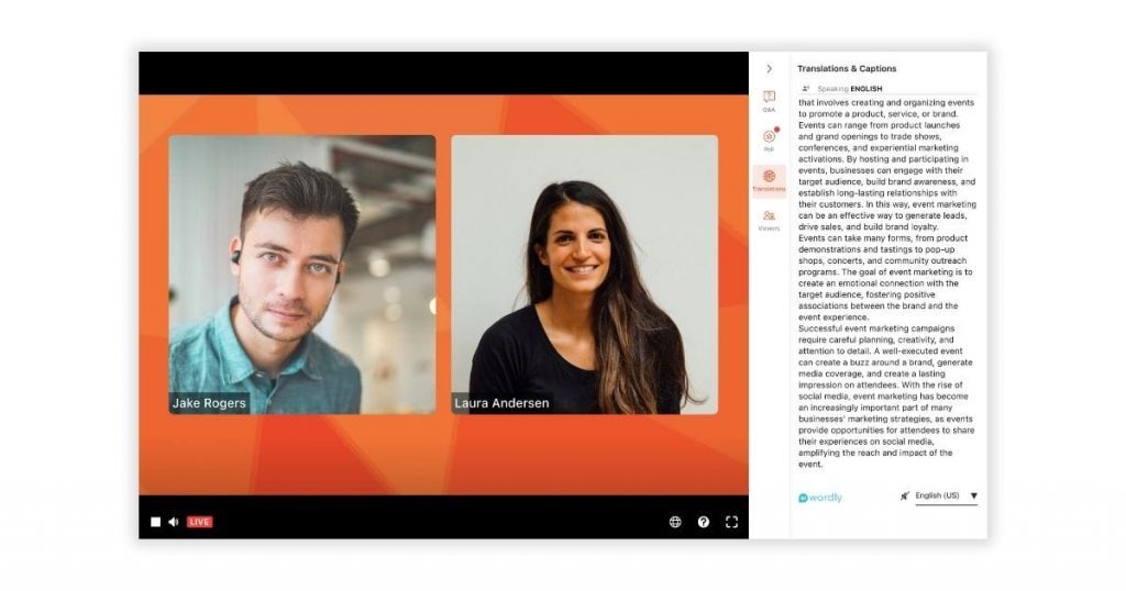 Closed captioning software for live events
