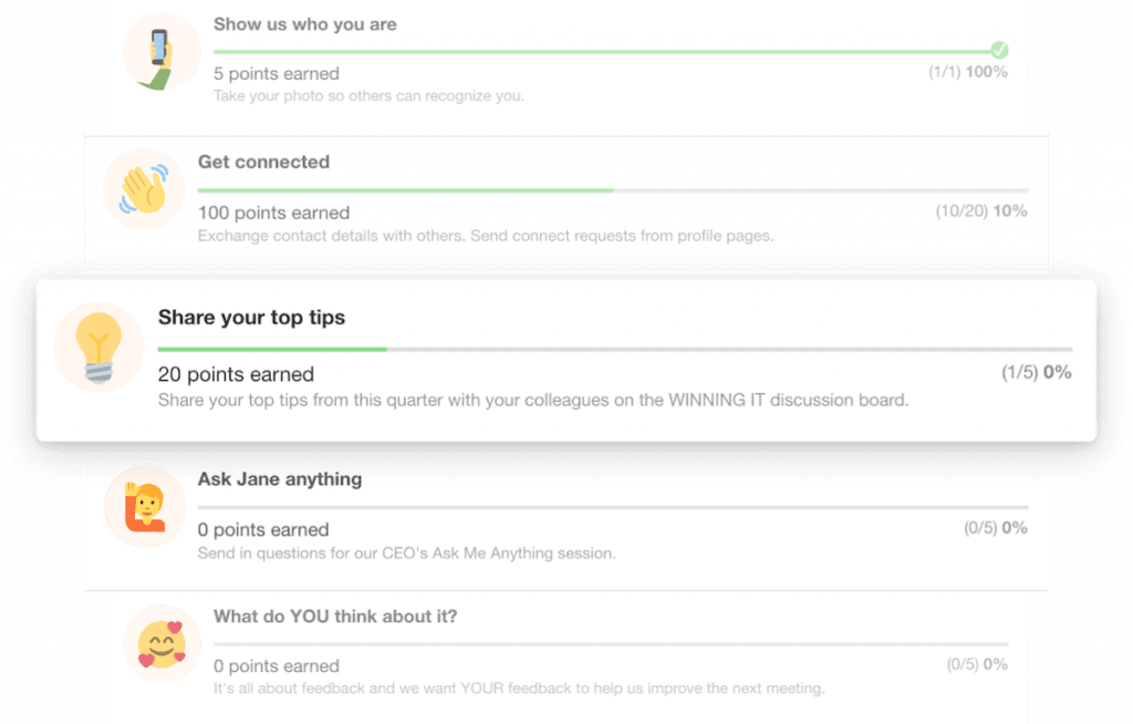 Virtual event gamification or treasure hunt