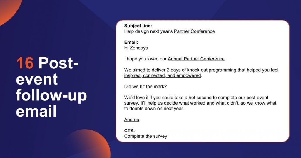 Post event follow up event email template