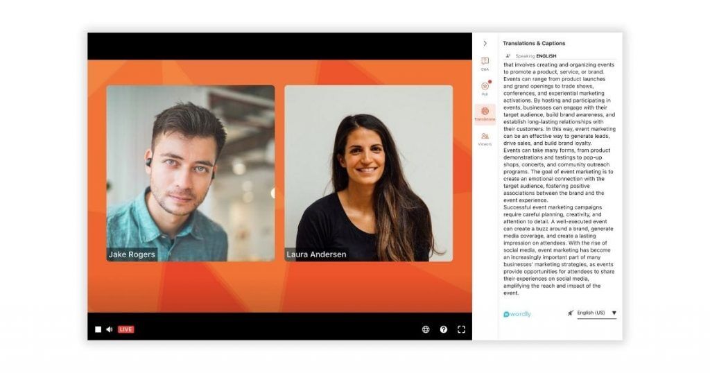 Closed captioning software for live events