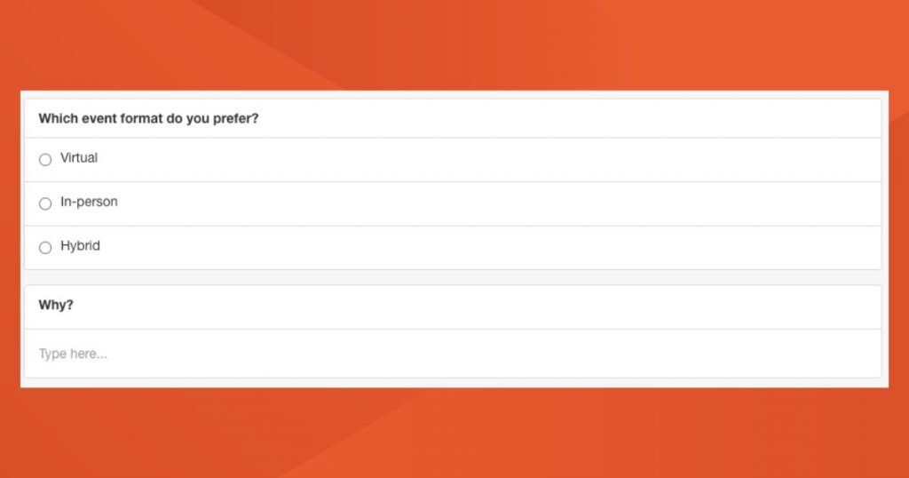 Pre event survey question example 3