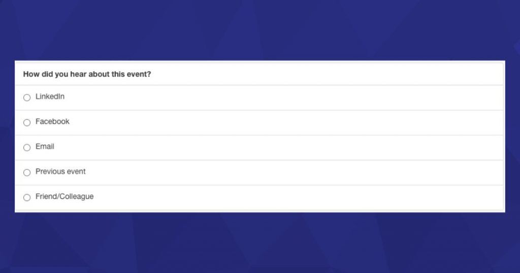 Pre event survey question example 4