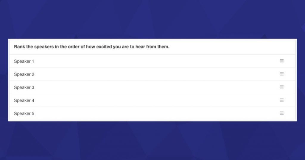 Pre event survey question - rank